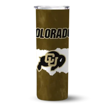 Personalized Colorado Buffaloes Torn Band Gold White Skinny Tumbler
