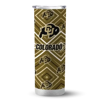 Personalized Colorado Buffaloes Zipper Leopard Gold Skinny Tumbler