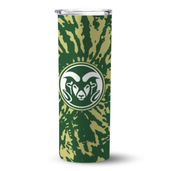 Personalized Colorado State Rams Metallic Grid Green Skinny Tumbler