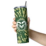 personalized-colorado-state-rams-metallic-grid-green-skinny-tumbler-best-selling.webp