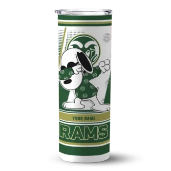 Personalized Colorado State Rams Snoopy Dog Green White Skinny Tumbler
