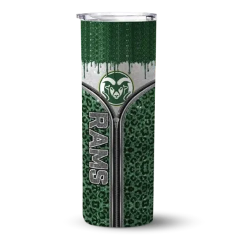 Personalized Colorado State Rams Sparkle Drip Green Skinny Tumbler