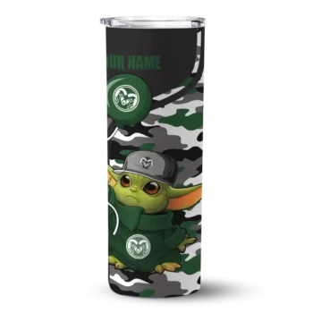 Personalized Colorado State Rams Yoda Camo Green Black Skinny Tumbler