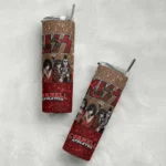personalized-cornell-big-red-kiss-band-brown-skinny-tumbler-best-selling.webp