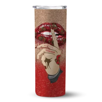 Personalized Cornell Big Red Sparkle Lips Red Skinny Tumbler
