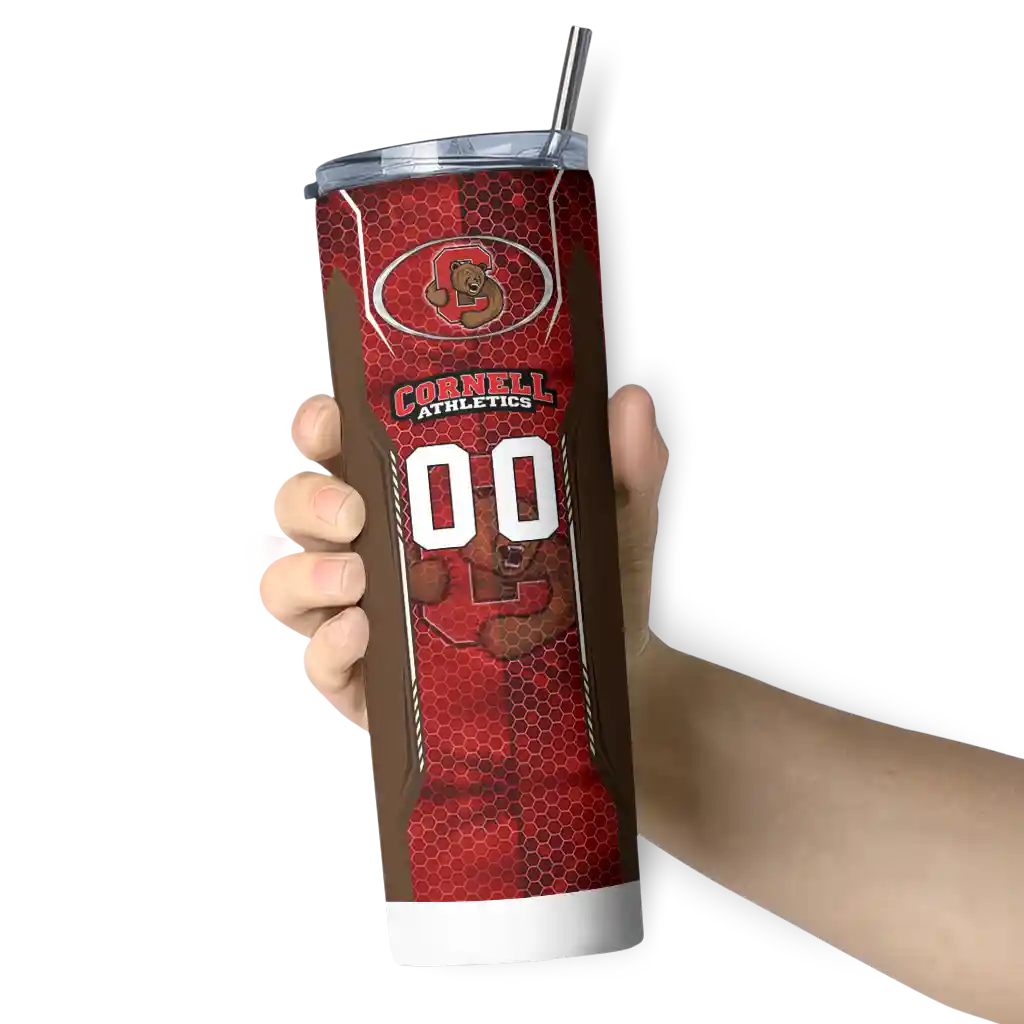 personalized-cornell-big-red-stacked-diamond-red-skinny-tumbler-premium-grade.webp
