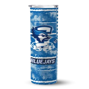 Personalized Creighton Bluejays Chevron Patch Blue Skinny Tumbler