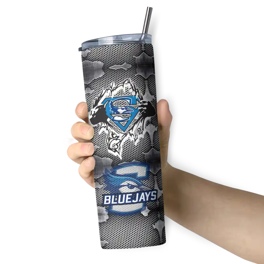 personalized-creighton-bluejays-chevron-v-blue-gray-skinny-tumbler-premium-grade.webp