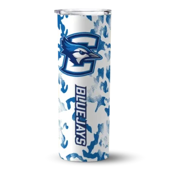 Personalized Creighton Bluejays Claw Marks Blue White Skinny Tumbler