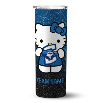 Personalized Creighton Bluejays Hello Kitty Blue Black Skinny Tumbler