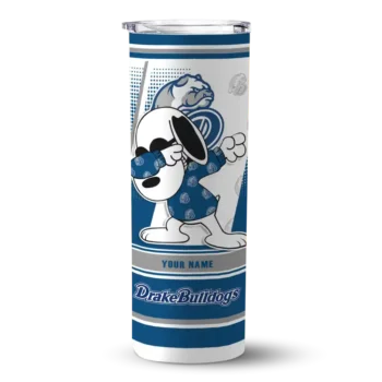Personalized Drake Bulldogs Snoopy Dog Blue White Skinny Tumbler