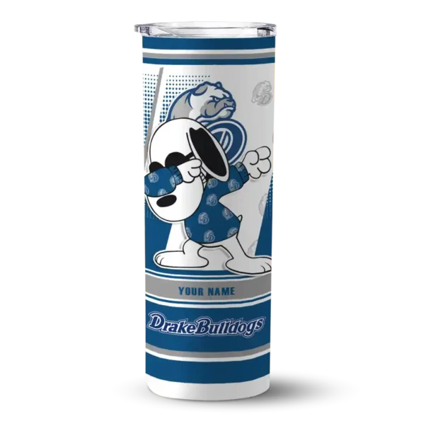 personalized drake bulldogs snoopy dog blue white skinny tumbler best selling