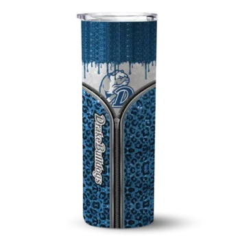 Personalized Drake Bulldogs Sparkle Drip Blue Skinny Tumbler