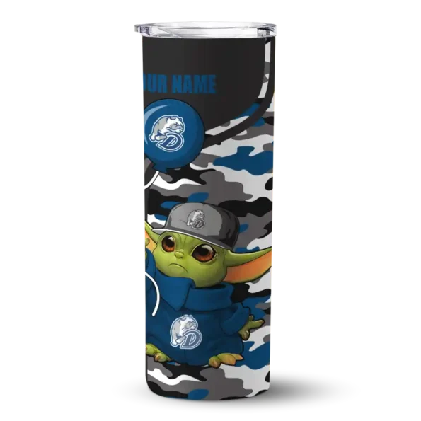 personalized drake bulldogs yoda camo blue black skinny tumbler best selling