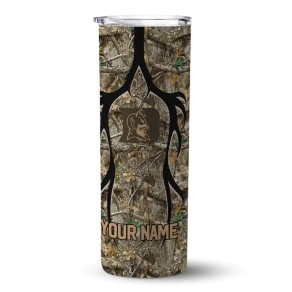 personalized duke blue devils antler flow camo skinny tumbler best selling
