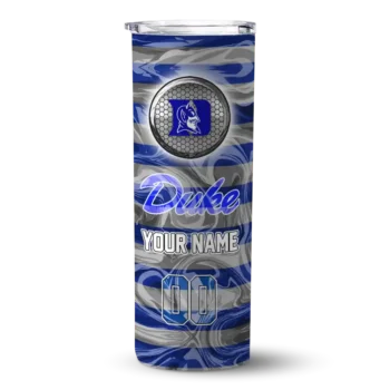 Personalized Duke Blue Devils Patterned Waves Blue Skinny Tumbler