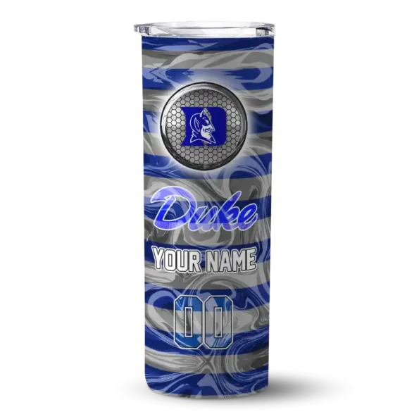 personalized duke blue devils patterned waves blue skinny tumbler best selling