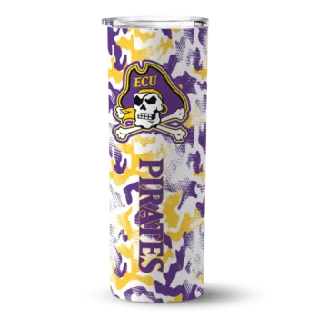 Personalized East Carolina Pirates Claw Marks Purple White Skinny Tumbler