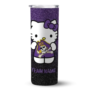 Personalized East Carolina Pirates Hello Kitty Purple Black Skinny Tumbler