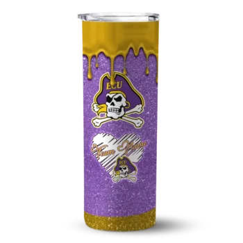 East Carolina Pirates Tumber - Personalized Pixel Fade Skinny Purple