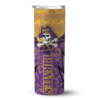 Personalized East Carolina Pirates Spiral Burst Print Purple Skinny Tumbler