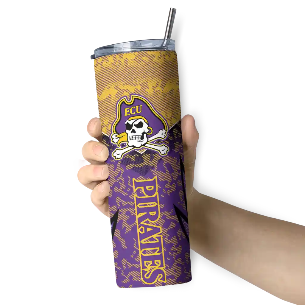 personalized-east-carolina-pirates-spiral-burst-print-purple-skinny-tumbler-premium-grade.webp