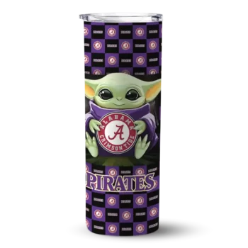 Personalized East Carolina Pirates Yoda Cozy Purple Black Skinny Tumbler