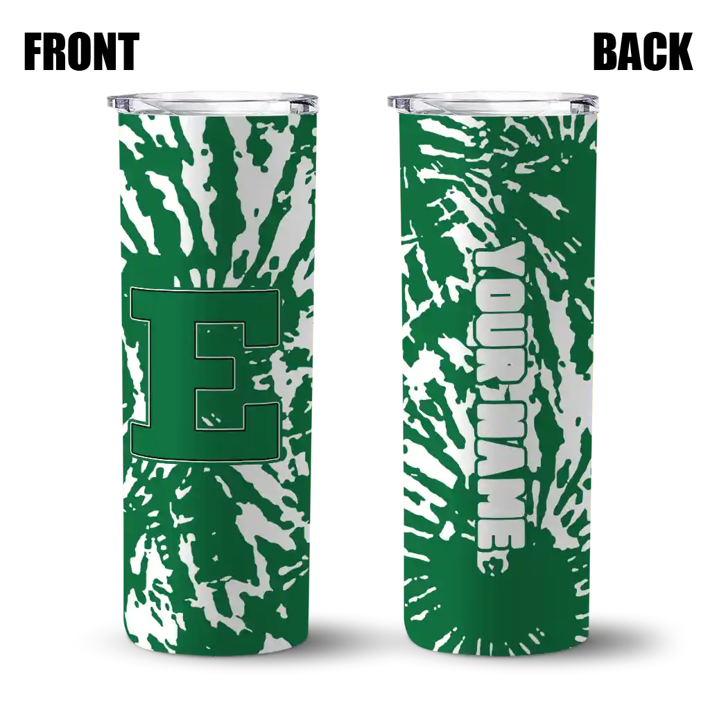 personalized-eastern-michigan-eagles-metallic-grid-green-skinny-tumbler-fashion-forward.webp