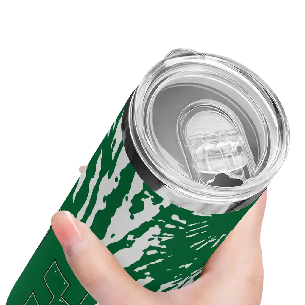 personalized-eastern-michigan-eagles-metallic-grid-green-skinny-tumbler-high-quality.webp