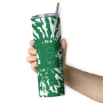 personalized-eastern-michigan-eagles-metallic-grid-green-skinny-tumbler-best-selling.webp
