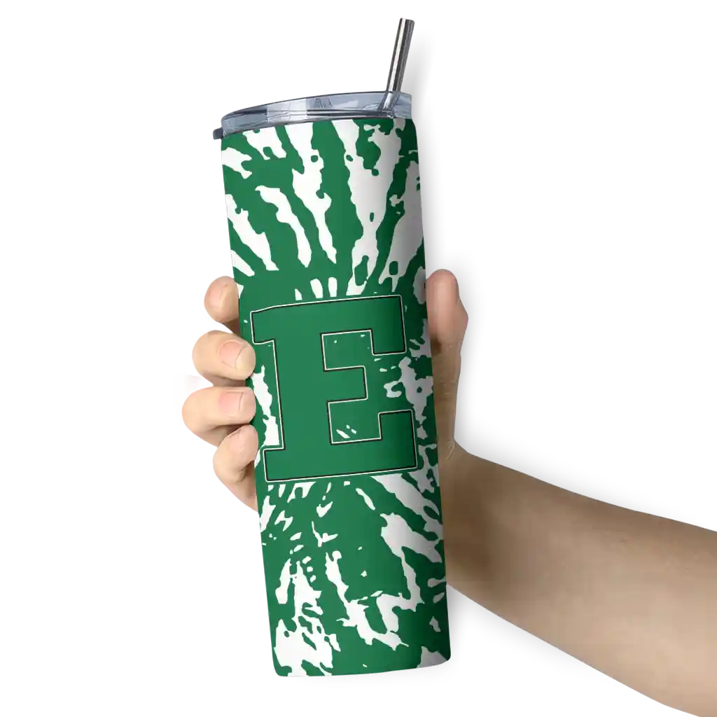 personalized-eastern-michigan-eagles-metallic-grid-green-skinny-tumbler-premium-grade.webp