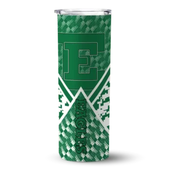 Personalized Eastern Michigan Eagles Monogram Burst Green White Skinny Tumbler
