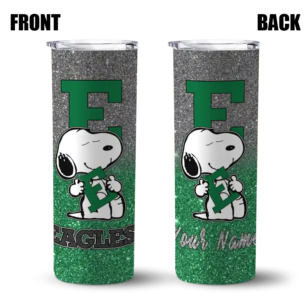 personalized-eastern-michigan-eagles-snoopy-attitude-green-skinny-tumbler-fashion-forward.webp