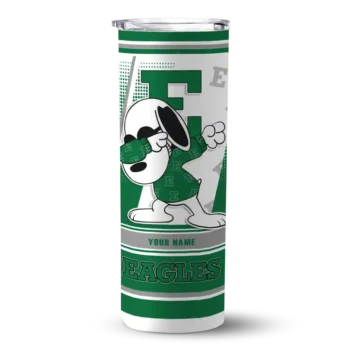Personalized Eastern Michigan Eagles Snoopy Dog Green White Skinny Tumbler