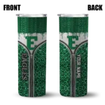 personalized-eastern-michigan-eagles-sparkle-drip-green-skinny-tumbler-best-selling.webp