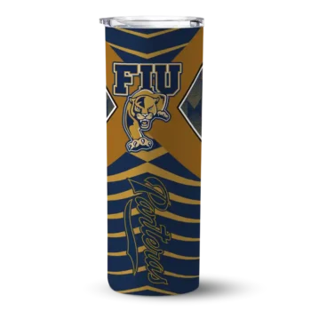 Personalized FIU Panthers Camo Texture Blue Skinny Tumbler