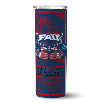 Personalized Florida Atlantic Owls Chevron Patch Blue Skinny Tumbler
