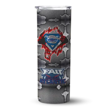 Personalized Florida Atlantic Owls Chevron V Blue Gray Skinny Tumbler