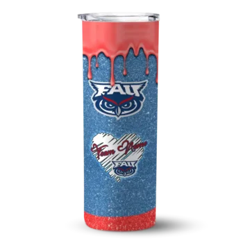 Personalized Florida Atlantic Owls Pixel Fade Blue Skinny Tumbler