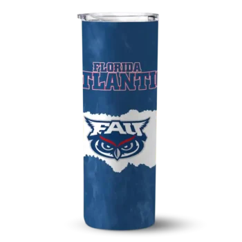 Personalized Florida Atlantic Owls Torn Band Blue White Skinny Tumbler