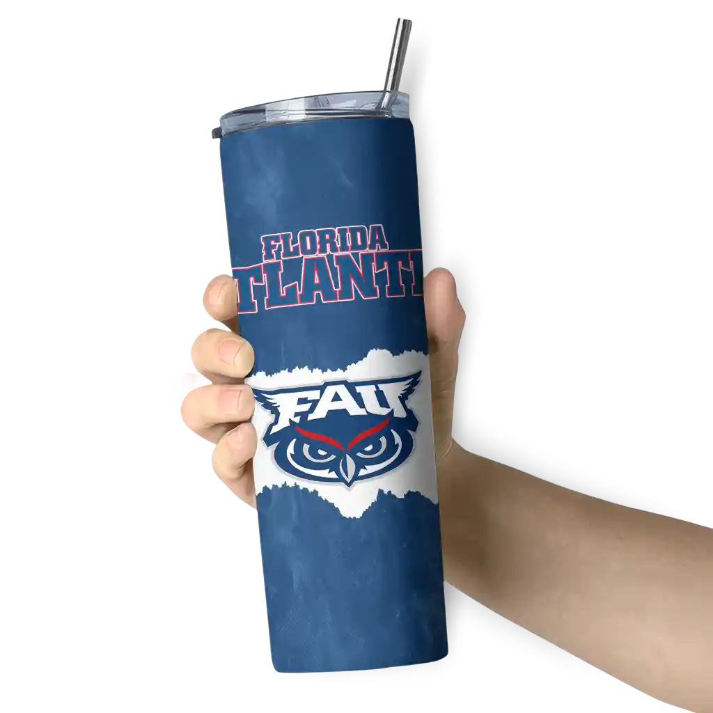 personalized-florida-atlantic-owls-torn-band-blue-white-skinny-tumbler-premium-grade.webp