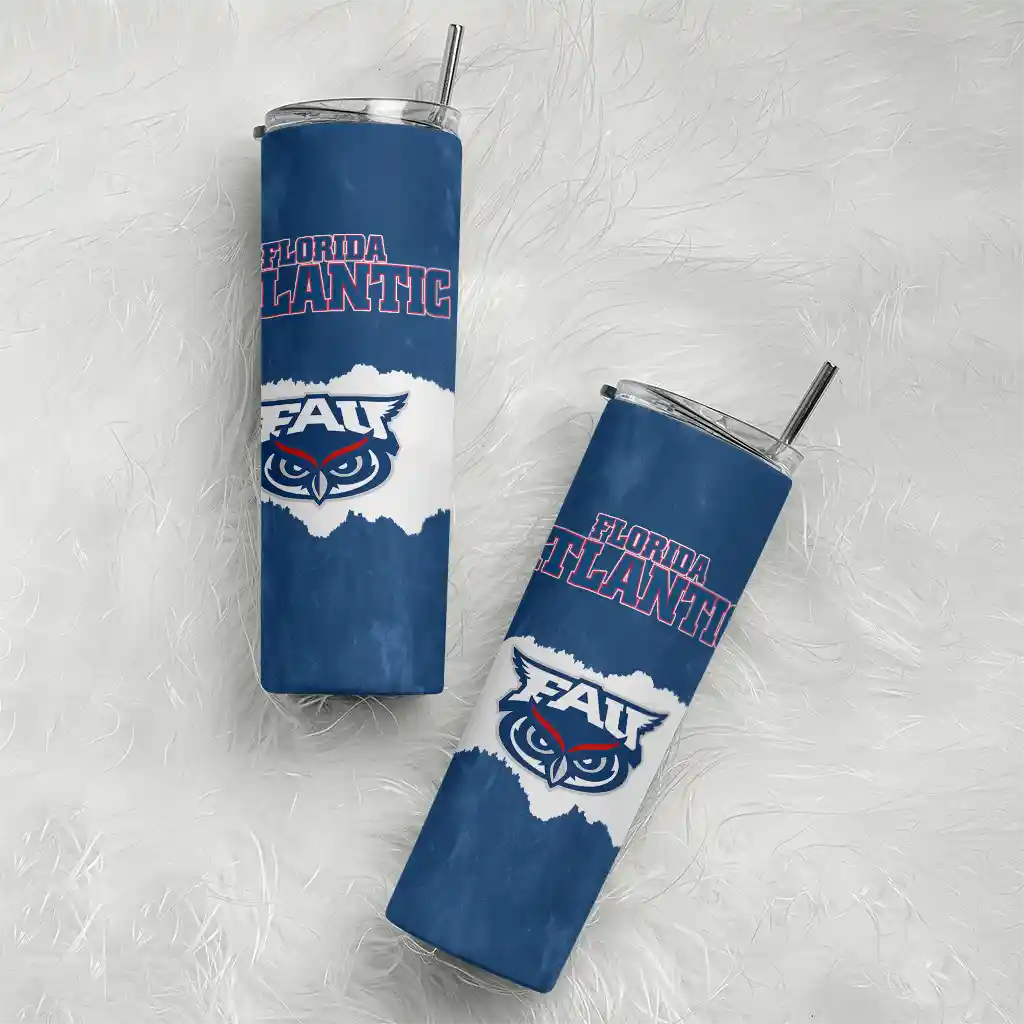 personalized-florida-atlantic-owls-torn-band-blue-white-skinny-tumbler-top-rated.webp