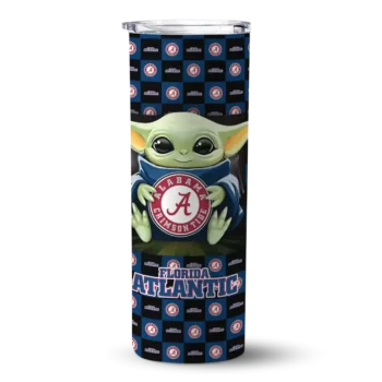 Personalized Florida Atlantic Owls Yoda Cozy Blue Black Skinny Tumbler