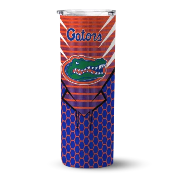 Personalized Florida Gators Chevron Stripes Blue Skinny Tumbler