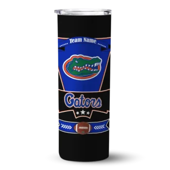 Personalized Florida Gators Helmet Belt Blue Black Skinny Tumbler