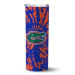 personalized-florida-gators-metallic-grid-blue-skinny-tumbler-best-selling.webp