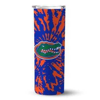 Personalized Florida Gators Metallic Grid Blue Skinny Tumbler