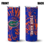personalized-florida-gators-metallic-grid-blue-skinny-tumbler-best-selling.webp