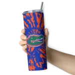 personalized-florida-gators-metallic-grid-blue-skinny-tumbler-best-selling.webp