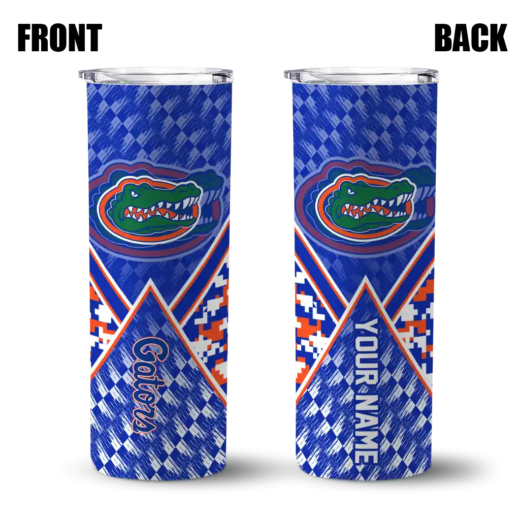 personalized-florida-gators-monogram-burst-blue-white-skinny-tumbler-fashion-forward.webp